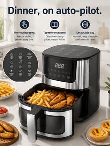 SMEGGEMS 4.5L Air Fryer, 1400W With Viewing Window, 9 Food Time And Temperature Guides, 7 Cooking Presets And Digital Touch Control - Black - View 2