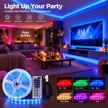 Multi-Color RGB LED Tape Light, 44 Keys Remote Controller, USB Powered, Self-Adhesive Cuttable Strip, Ideal For Halloween, New Year, Bar & Room Ambient Lighting - 44KEY 3535 - View 5