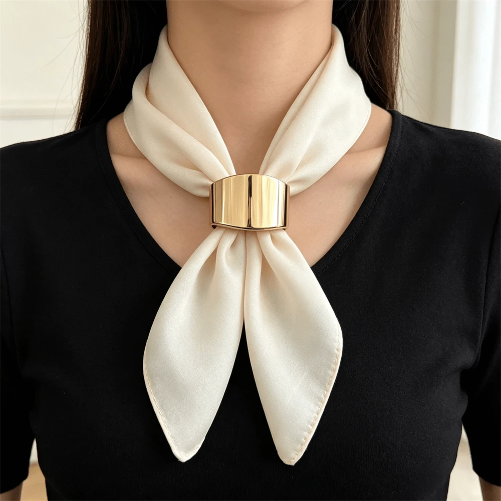 Minimalist Smooth Asymmetrical Metal Scarf Buckle, Versatile Scarf Shawl Fixing Clip For Women, Light Luxury Clothing Accessory - A - View 1