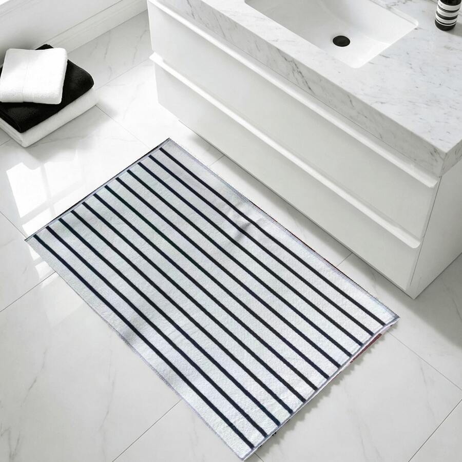 1pc Printed Bathroom Mat, Soft Striped Door Mat, Furniture Decor Rug, Halloween Theme Lightweight Luxury Durable Square Carpet