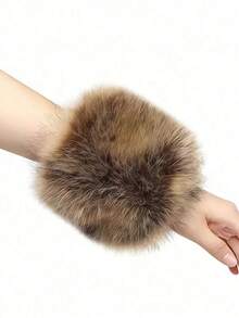 2 Packs Christmas Faux Fur Wrist Cuffs, Wolf Costume Wristbands, Soft Warm Decorative For Wolf Cosplay Party Stage Halloween, Stylish Fluffy Charming. - Multicolor - View 4