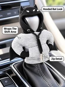 1pc Hooded Gear Shift Cover, Bat-Ear Design Car Shifter Sleeve For Manual Gear Knobs, Vehicle Interior Decoration - A - View 2