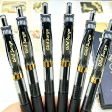 Large Capacity Clickable Neutral Pens (Available In 1, 3, Or 6 Pack), Featuring Stylish Black And Gold Color Design, 0.5mm ST Tip And Quick-Dry Black Ink, Smooth And Fluid Writing, With Convenient Pen Clip; Perfect For Students' Exams, Office Work And Campus Learning. - Sets - View 6