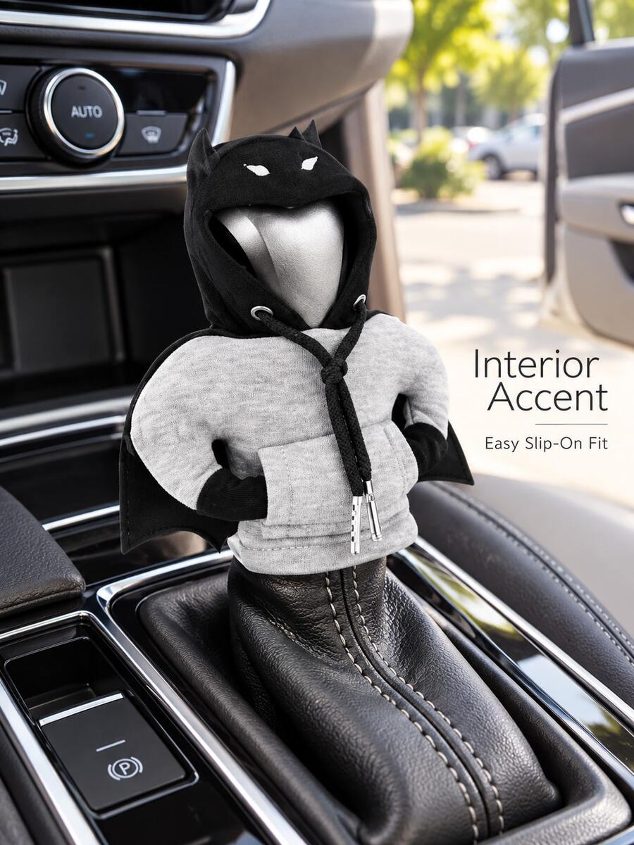 1pc Hooded Gear Shift Cover, Bat-Ear Design Car Shifter Sleeve For Manual Gear Knobs, Vehicle Interior Decoration - A - View 1