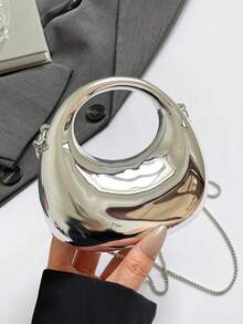 New Acrylic Mini Bag Fashionable Clutch Bag Personalized Crescent Moon Evening Bag With Crossbody Chain - Silver - View 2