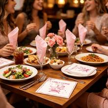 20pcs/40pcs Disposable Cocktail Napkins, Pink Pattern Paper Napkins, Suitable For Bachelorette Party, Pajama Spa Party And Girls Night Out Table Decor - Party Napkins - View 4
