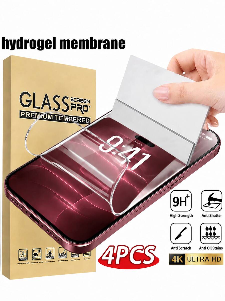 4pcs 8K High Definition Hydrogel Screen Protector Film, Compatible With IPhone Duo, 18ProMax, 17 16 15 14 13 12 11 Pro Max, Soft Film Screen Protector - Clear - View 1