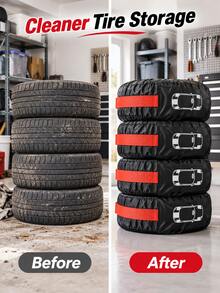 4pcs Oxford Fabric Tire Covers, Waterproof Dustproof Full-Cover Wheel Storage Protectors, Spare Tire Cover Options For 13-23 Inch Tires, Protective Accessories For Compatible Tire Sizes - Tire Cover - View 2