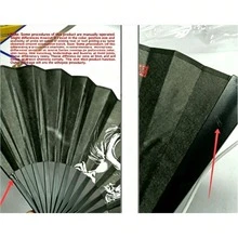 1pc Vintage Black Treated Double-Sided Fabric Folding Fan, Chinese Dragon Ink Painting Design - A - View 8