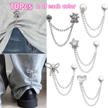 2/4/6/8/10Pcs Multi-Functional Clothing Clips, Suitable For Hemming, Metal Star, Heart, Bow Shirt, Pants, Clasp, Decoration, Long Jeans Leg Cuff Button Chain Magnetic Buckle, Clothing Accessories - Multicolor - View 27