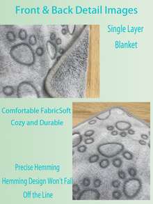 1pc Paw Print Square Pet Blanket, Lightweight And Comfortable, Suitable For Small/Medium/Large Pets, All Seasons - S(40-60cm) - View 3