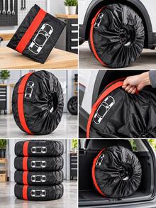 4pcs Oxford Fabric Tire Covers, Waterproof Dustproof Full-Cover Wheel Storage Protectors, Spare Tire Cover Options For 13-23 Inch Tires, Protective Accessories For Compatible Tire Sizes - Tire Cover - View 5