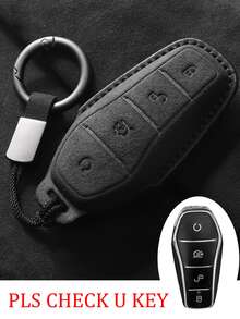 Applicable To BYD Car Key Cover, Suede Key Cover, Full Coverage Key Cover, Wear-Resistant Key Cover, Suitable For Seagull, Dolphin, EV, Song Pro, Yuan, Qin Plus, Tang DMI, New Men's Car Accessories - Suede - View 1
