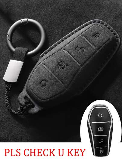 Applicable To BYD Car Key Cover, Suede Key Cover, Full Coverage Key Cover, Wear-Resistant Key Cover, Suitable For Seagull, Dolphin, EV, Song Pro, Yuan, Qin Plus, Tang DMI, New Men's Car Accessories