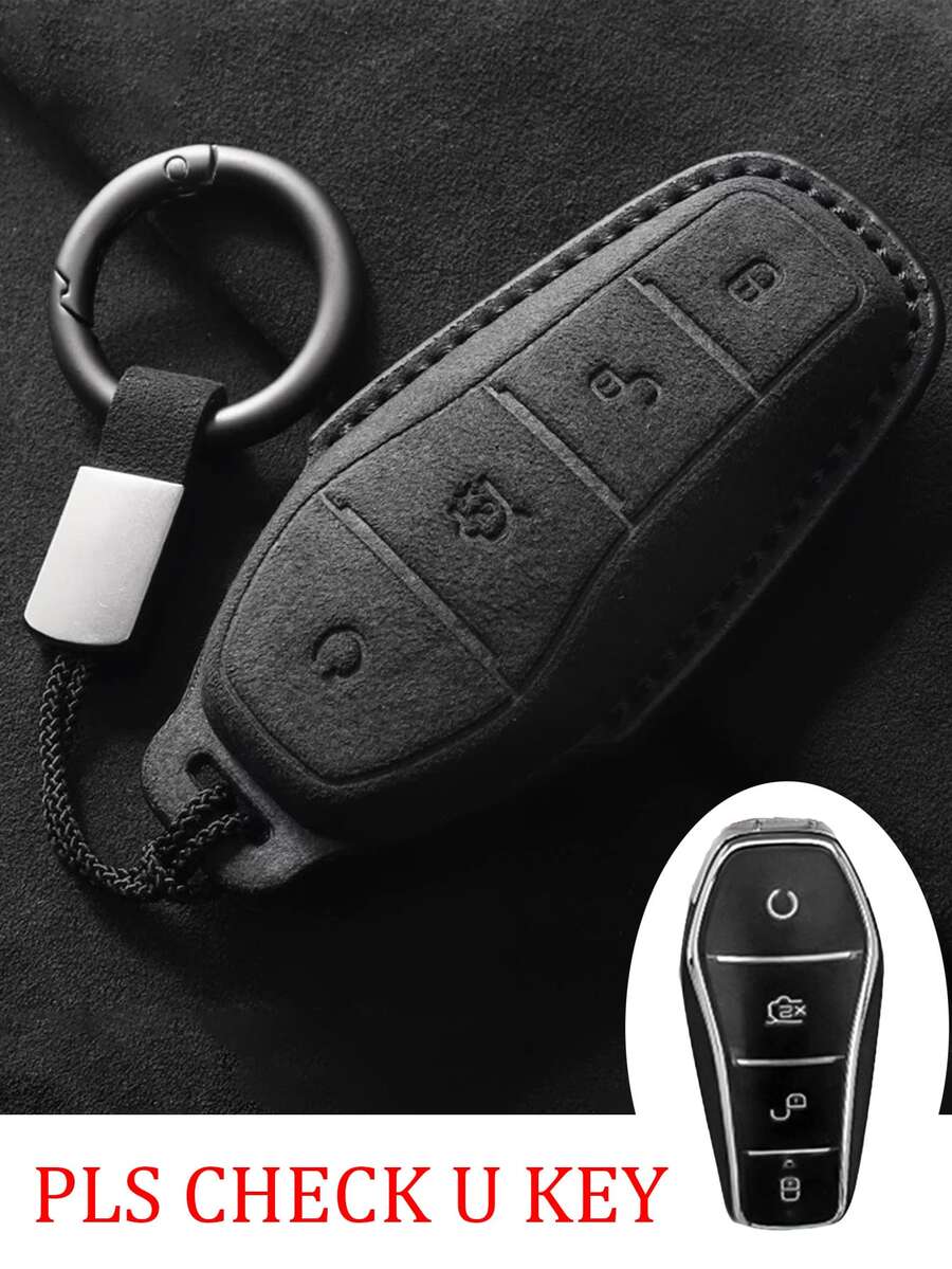 Applicable To BYD Car Key Cover, Suede Key Cover, Full Coverage Key Cover, Wear-Resistant Key Cover, Suitable For Seagull, Dolphin, EV, Song Pro, Yuan, Qin Plus, Tang DMI, New Men's Car Accessories - Suede - View 1