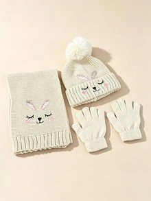 3件組兒童冬季女童保暖針織帽子手套圍巾套裝 - 3PC - 查看 10