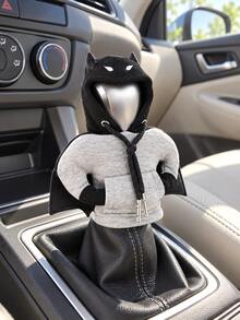 1pc Hooded Gear Shift Cover, Bat-Ear Design Car Shifter Sleeve For Manual Gear Knobs, Vehicle Interior Decoration - A - View 7