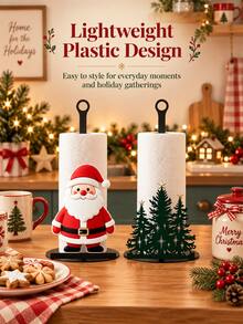 Christmas Kitchen Paper Towel Holder, Santa Claus & Christmas Tree Countertop Paper Roll Storage Rack, Holiday Home Decor, Suitable For Kitchen, Dining Table, Christmas Party Seasonal Decoration, Living Room Accent - Multicolor - View 7