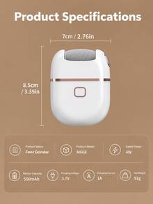 Rechargeable Electric Foot Scrubber With 3 Replaceable Grinding Heads, Coarse Head For Deep Polishing, USB Charging, Portable And Easy To Use, For Cracked And Dry Skin Care - Multicolor - View 10