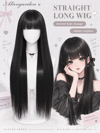 26 Inch Synthetic Hair Extensions, With Bangs And Without Bangs Styles, Natural Long Straight Hair, Upgraded Quality, Smooth And Soft, Easy To Style, Heat Resistant, Suitable For Women's Daily Wear, Holiday Parties, Music Festivals, Christmas, Halloween And Other Occasions