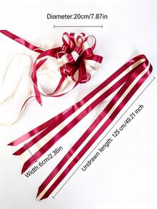 50pcs Large Wedding Car Ribbon Decor, Artificial Rose Flower Garland, Multi-Purpose Wedding Aisle Chair & Bench Decoration Set, Suitable For Wedding Convoy, Bridal Car, Home Floral Decor And Wedding Party Supplies - Multicolor - View 6