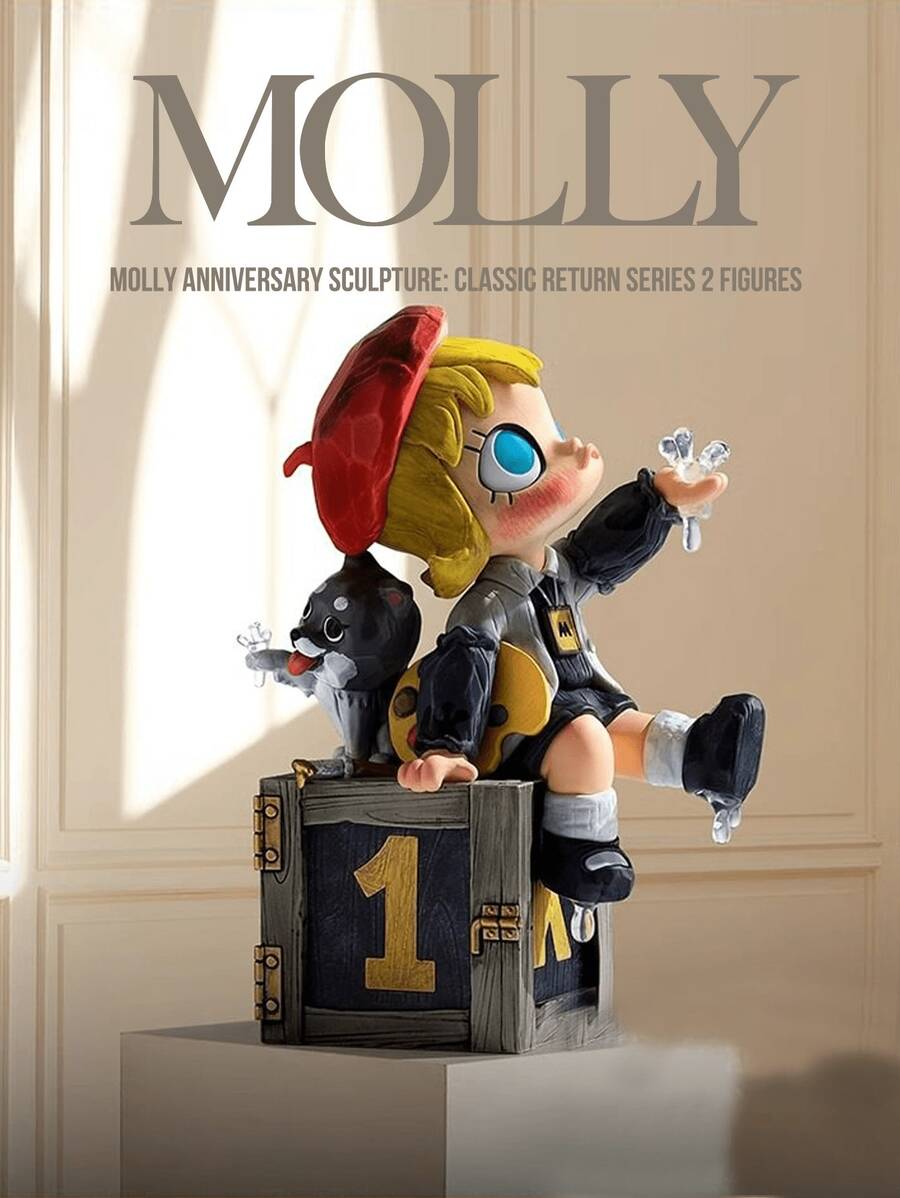MOLLY 週年雕塑經典回歸系列 2 盲盒公仔、Molly 收藏玩具盲盒、節日驚喜盲盒、Molly 粉絲公仔雕像收藏、玩具盲盒、精緻主題派對裝飾、返校季禮物 - 彩色 - 查看 1