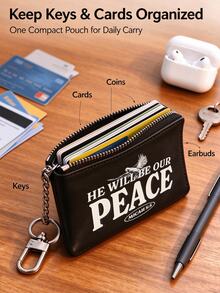 Minimalist Soft Leather Mini Ultra-Thin Card Holder, Compact Textured Zipper Storage Pouch, Unisex, Can Be Used As Card Holder, Coin Purse, Key Pouch - Multicolor - View 10