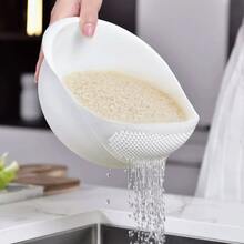 1pc - Plastic Colander, Water Strainer, Rice Washing Basket, Rice Washing Basin, Draining Basket, Fruit Bowl With Handle, Kitchen Filtration Tool. - Multicolor - View 9