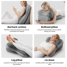 Adjustable & Detachable Ergonomic Memory Foam Wedge Pillow, Inclined Leg Support Cushion, Multi-Functional Backrest Pillow, Suitable For Bed, Sofa, Reading, Travel, Bedroom - Grey - View 8