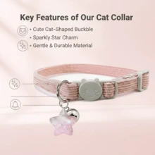 1pc Solid Color Cat Collar With Star Pendant - Adjustable Detachable Buckle Cat Collar, Suitable For Small-Medium-Large Cats, Gift For Pets - Multicolor - View 6
