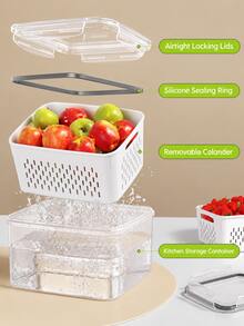 1/2/3pcs Large Fridge Storage Boxes With Lids, Fruit And Vegetable Storage Containers, Kitchen Food Organizer Boxes - Multicolor - View 3