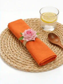 1pc/8pcs Rose Napkin Rings, Floral Napkin Holders, Farmhouse Style Wedding Holiday Table Decor, Suitable For Banquet Restaurant Hotel - Multicolor - View 2