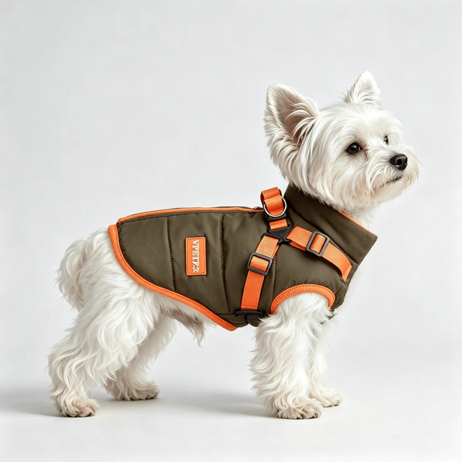 Adjustable Cat & Dog Coat, Reflective Fleece Lining, With Leash Hole And Adjustable Buckle, Suitable For Small Dogs And Puppies, Keeps Pets Warm
