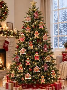 12pcs Gingerbread Man Ornaments For Christmas Tree Decorations For Christmas Party,Christmas Gift - Multicolor - View 1