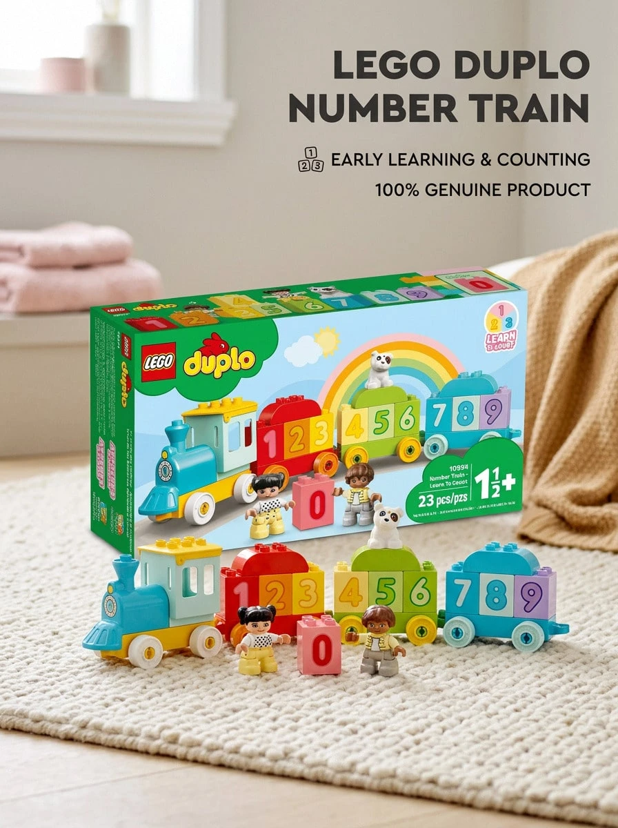 LEGO قطار الأرقام الأول 10954 - لعبة تعليمية لتطوير المهارات الحركية الدقيقة لتعلم الأرقام، مجموعة نشاط مثالية للمدرسة الابتدائية للأطفال من عمر 1.5 إلى 3 سنوات، هدية عيد ميلاد أو عيد ميلاد مثالية للأولاد والبنات - متعدد الألوان - مشاهدة 1