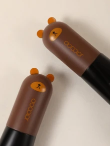 docolor 可愛臉部化妝刷 便攜式蜜粉刷 腮紅刷 修容刷 亮點扇形刷 化妝工具 - 棕色 - 查看 4