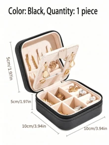 1pc Travel Jewelry Box With Mirror, Mini Jewelry Organizer For Necklace And Earring Storage, Pink Travel Essential, Suitable As Gift For Women, Large Capacity, Portable Jewelry Storage Box. - Multicolor - View 9