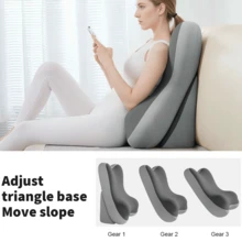 Reading Pillow For Bed Back Rest Lumbar With Support Arm Seat Cushion Lounger, Includes An Inflatable Neck Pillow - Grey - View 4