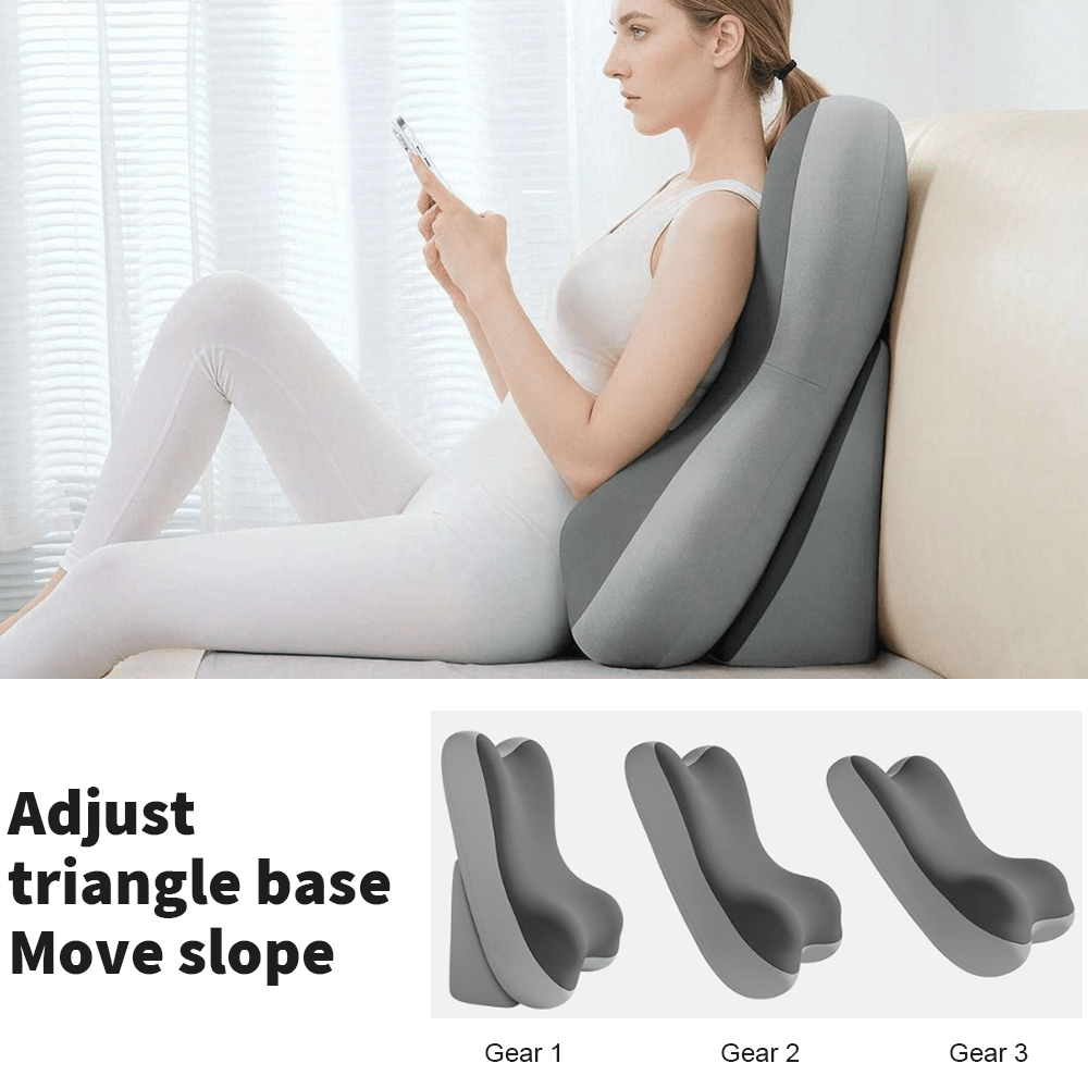 Reading Pillow For Bed Back Rest Lumbar With Support Arm Seat Cushion Lounger, Includes An Inflatable Neck Pillow - Grey - View 4