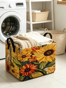 Multifunctional Storage Basket, Vacuum Storage Bags, Sunflower Print Storage Basket, Home Storage Essential, Clothing Organizer, Large Capacity Storage, Suitable For Home, Rental, Dorm, Practical Housewarming Gift, Portable Storage Bin, Home Organization Must-Have Storage Set - Multicolor - View 2