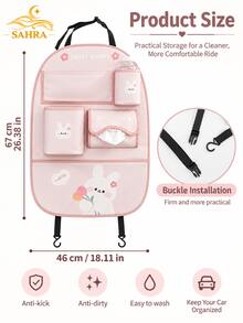 SAHRA 1pc Cute Cartoon Car Seat Back Storage Bag, Multifunctional Car Trash Can, Creative Car Interior Storage, Car Seat Back Kick Mat, Vehicle Decoration - Multi-color - View 9