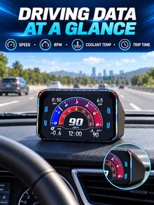 HUD Car Head-Up Display - OBD2 GPS Dual System Car HUD Display - Digital GPS Speedometer With Water Temperature, Voltage, RPM - Universal Head-Up Display Suitable For Most Vehicles - Head-up Display - View 3