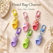 10/6/1pc Cute Shoes Keychain, Japanese Style Cute Slippers Pendant Charm, Colorful Bag Hanging Decor Accessory, Suitable For Women And Girls - Multicolor - View 2