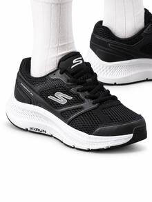Skechers Women's GO RUN Series Mesh Non-Slip Cushioned Entry-Level Stable Running Shoes - Black - View 3