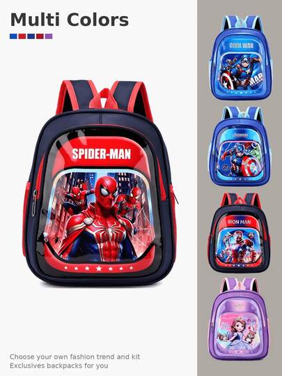 Disney Mochila de dibujos animados de Spider-Man, Sofia, 95 Racing, Princesa Frozen, Mochila escolar de superhéroe princesa de anime, Ligera y duradera, Adecuada para uso diario de adolescentes y adultos, Mochila de héroe de cómic de dibujos animados con bolsillo delantero, Mochila de viaje casual de moda para mujeres, Adecuada para la escuela y el desplazamiento diario, Múltiples diseños disponibles