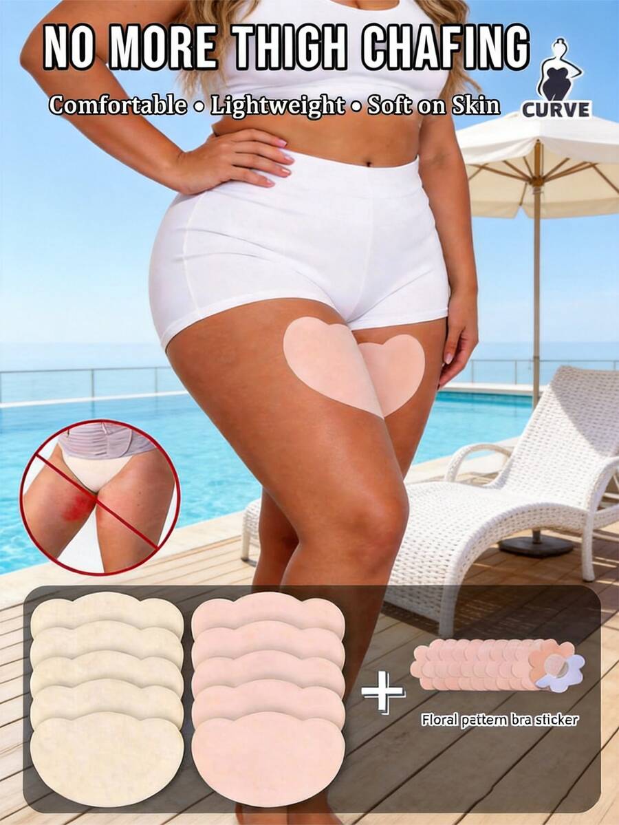 10pcs Anti-Scratch Invisible Leg Guard Stickers, Yuan Bao Shaped Anti-Friction Patches, Suitable For Inner Thigh And Inner Calf, Skin-Friendly Fit, Suitable For Daily And Sports Use - Multi-color - View 1