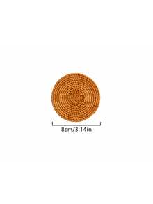 1/3/7pcs Handwoven Rattan Coasters, Brown Round Heat-Resistant Beverage Coasters, Suitable For Coffee Cups, Tea Cups, Dining Tables And Coffee Tables, Christmas, Halloween, Room Decor, Home Decor - Brown - View 8