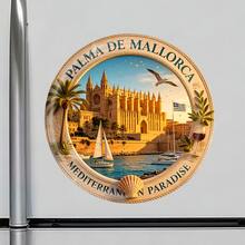 Palma De Mallorca Fridge Magnet, A Mediterranean Cathedral And Harbor Daydream For Relaxed Kitchen Moments For All Metal Surfaces Throughout The Home - A - View 2
