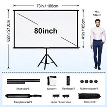 YJMOYE 80-Inch Projection Screen With Stand, 16:9 Portable HD 4K PVC Projector Curtain, Tripod Projection Screen With Carrying Case, Suitable For Home And Outdoor Movie Nights, Wrinkle-Free - View 12