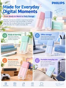 PHILIPS Flash drive 10UA-BU, transmisi kecepatan tinggi USB 2.0, casing silikon warna macaron, flash drive USB untuk penyimpanan file kantor. - View 7